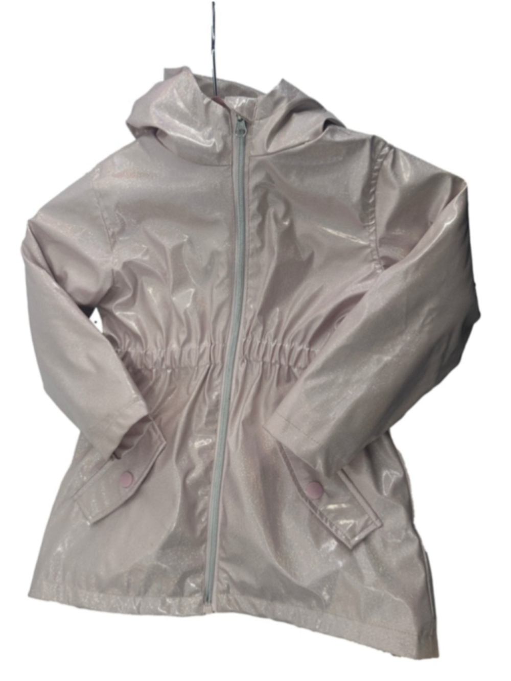 Liv & Lottie Girls' light Pink Sparkle Jacket holographic rain coat sz 4